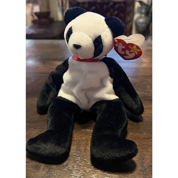 FORTUNE TY BEANIE BABY Babies Rare 1997 Panda W/ 1998 Tush Tag ERROR - Picture 1 of 9